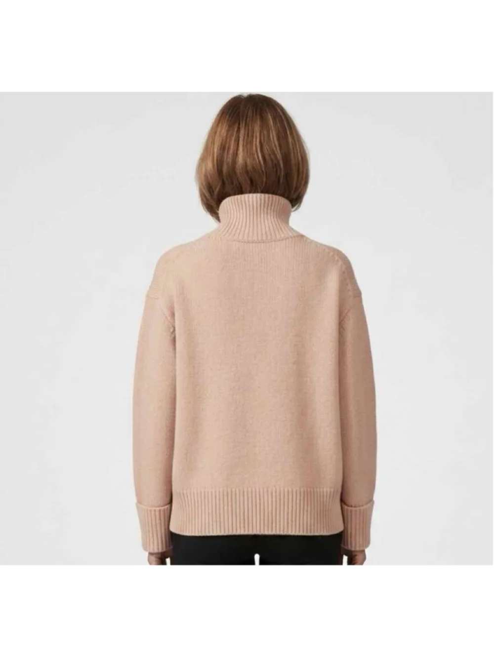 Victoria Victoria Beckham Blush Pink Relaxed Funnel Neck Lambswool Sweater Large